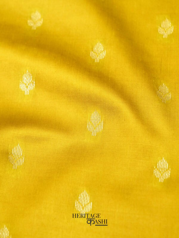 Mustard Yellow Banarasi Silk Buti Saree - Image 5