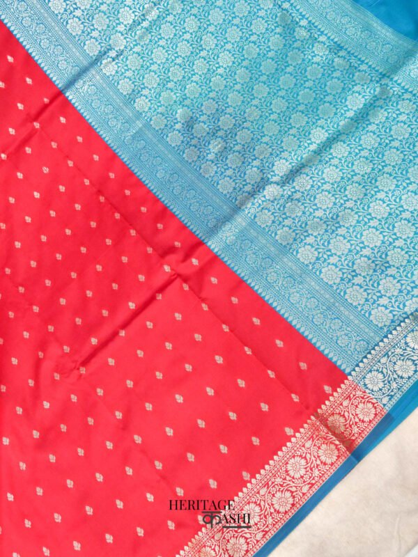 Red Banarasi Silk Buti Saree - Image 4