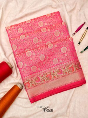 Rani pink katan brocade fancy paithani border saree