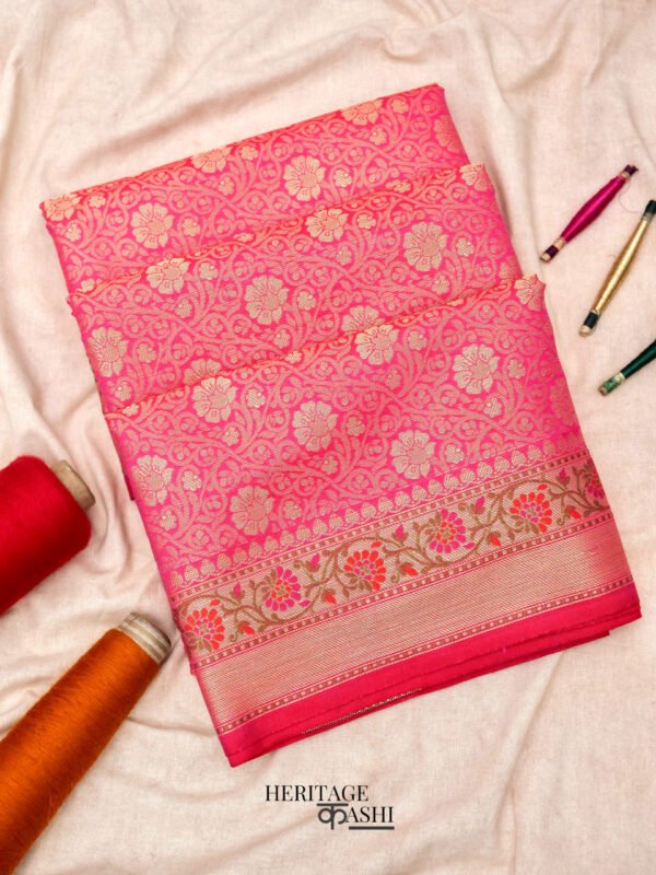 Rani pink katan brocade fancy paithani border saree