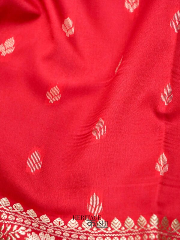 Red Banarasi Silk Buti Saree - Image 5