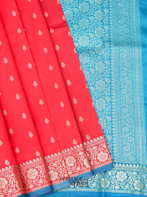 Red Banarasi Silk Buti Saree - Image 2