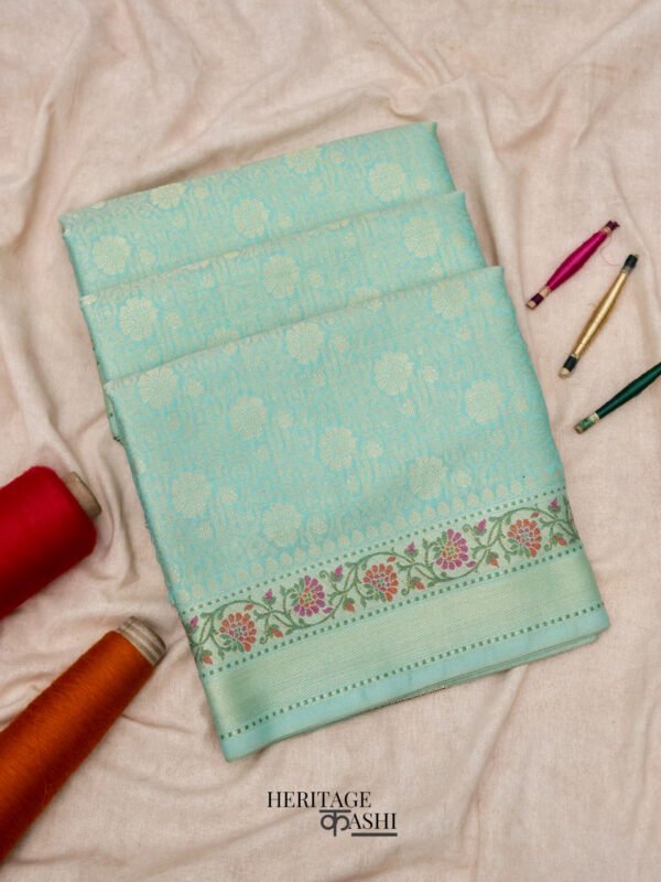 Sea Green katan brocade fancy paithani border saree