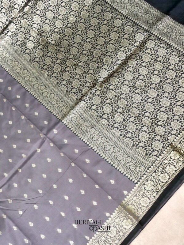 Grey Banarasi Silk Buti Saree - Image 4