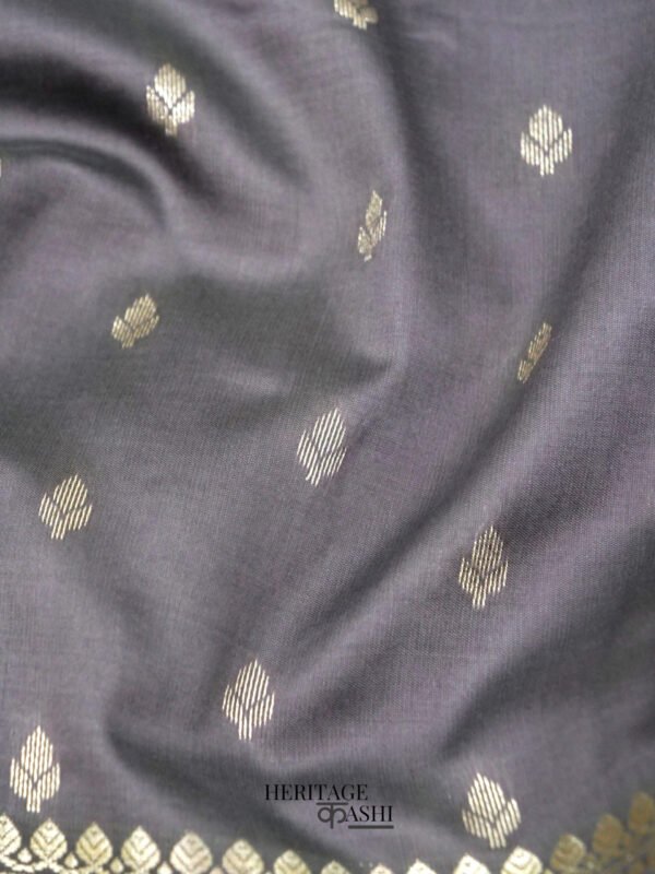 Grey Banarasi Silk Buti Saree - Image 5
