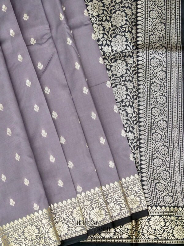 Grey Banarasi Silk Buti Saree - Image 2
