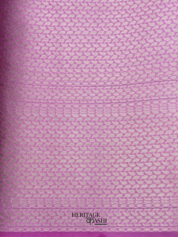 Lavender Colour Warm Silk Big Silver Fancy Carry Buta Saree - Image 5