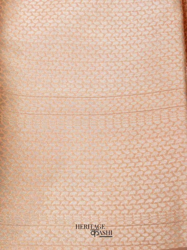 Peach Warm Silk Big Silver Fancy Carry Buta Saree - Image 6