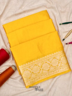 Yellow Warm silk plain saree