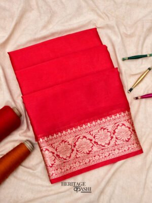 Red Warm silk plain saree