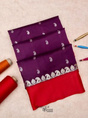 Purple banarasi satin silk allover zari buti saree
