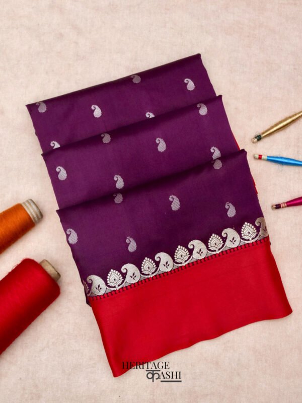 Purple banarasi satin silk allover zari buti saree