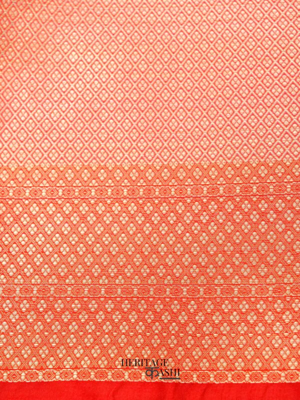 Pinky Orange Katan Floral Motif Ghatchola Designer Saree - Image 6