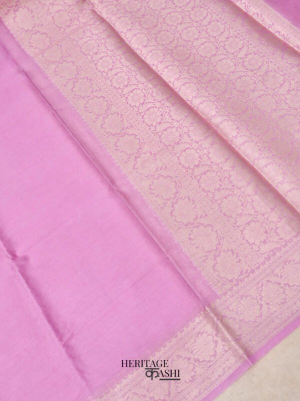 Baby Pink Warm Silk Plain Saree - Image 6