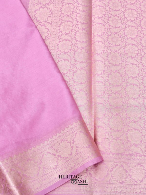 Baby Pink Warm Silk Plain Saree - Image 5