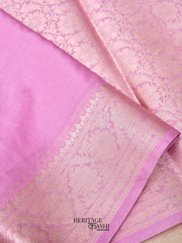 Baby Pink Warm Silk Plain Saree - Image 4