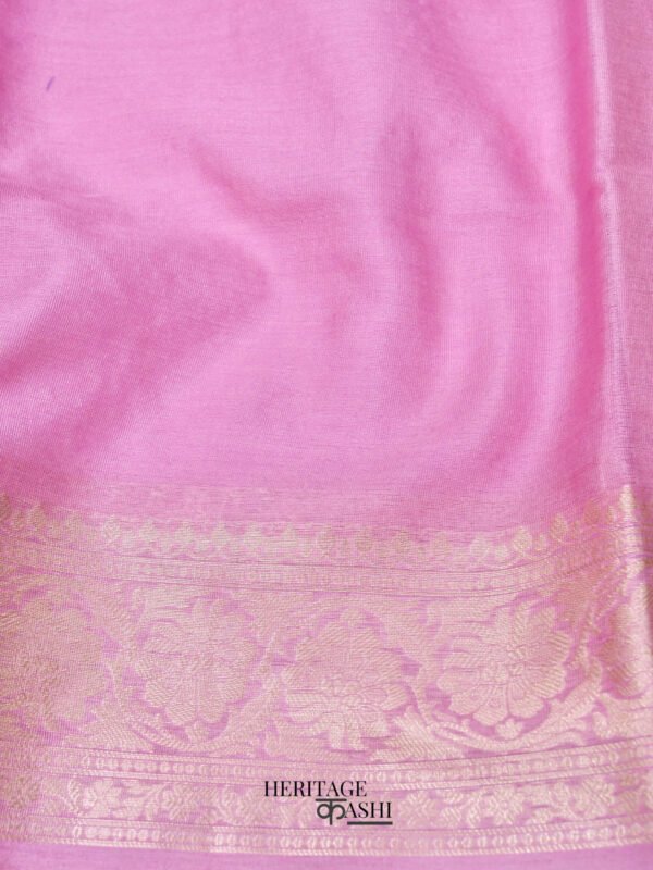 Baby Pink Warm Silk Plain Saree - Image 3