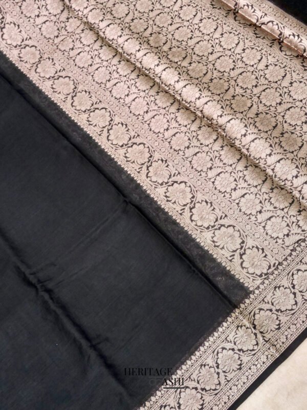 Black Warm Silk Plain Saree - Image 3