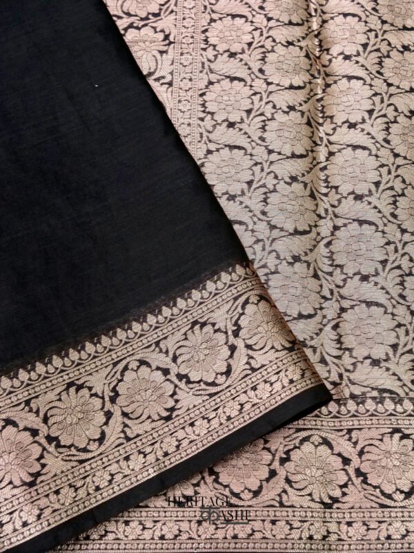 Black Warm Silk Plain Saree - Image 2