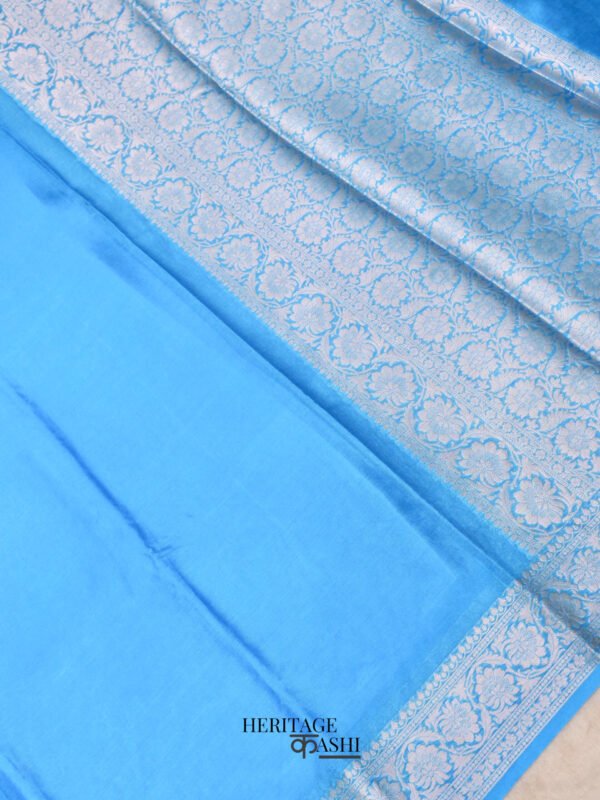 Light Blue Warm Silk Plain Saree - Image 3