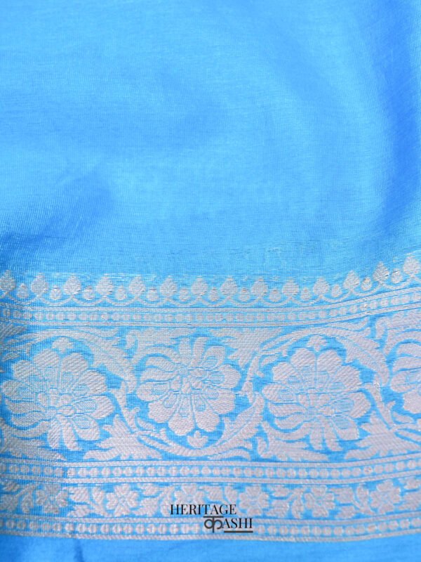Light Blue Warm Silk Plain Saree - Image 5