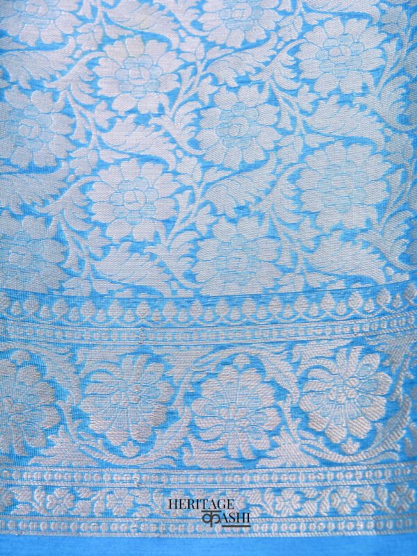 Light Blue Warm Silk Plain Saree - Image 4