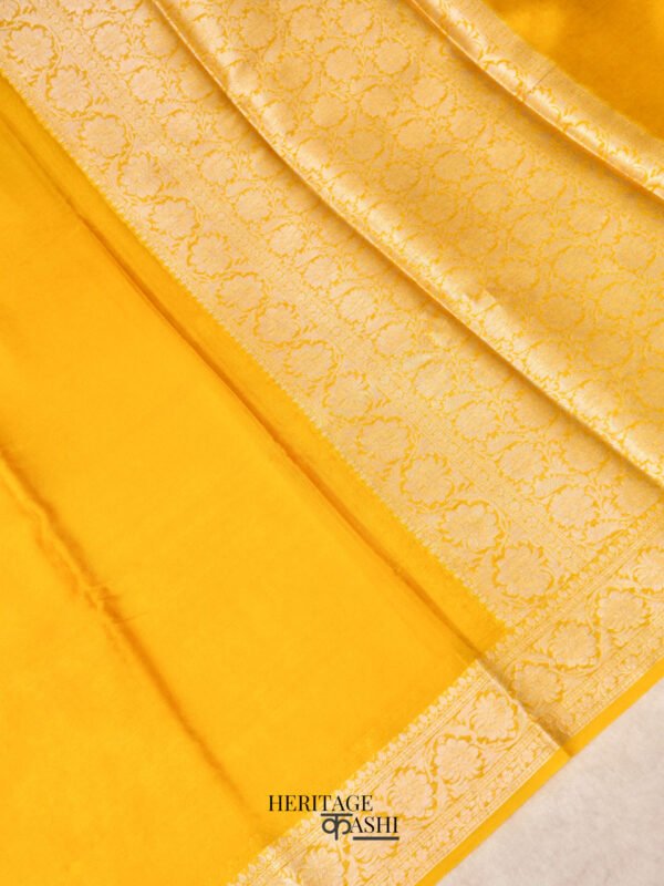 Yellow Warm Silk Plain Saree - Image 3