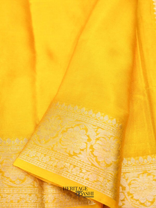 Yellow Warm Silk Plain Saree - Image 2
