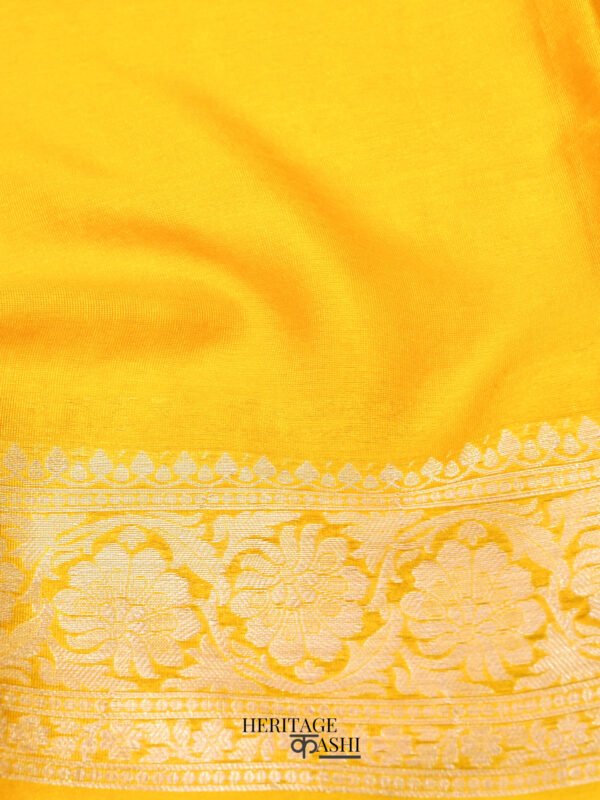 Yellow Warm Silk Plain Saree - Image 5