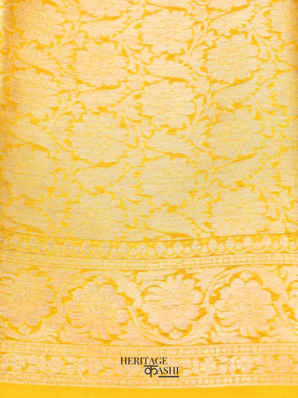 Yellow Warm Silk Plain Saree - Image 4