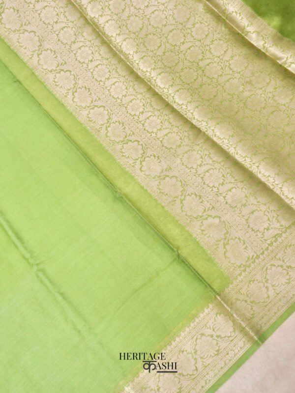 Pista Green Warm Silk Plain Saree - Image 3