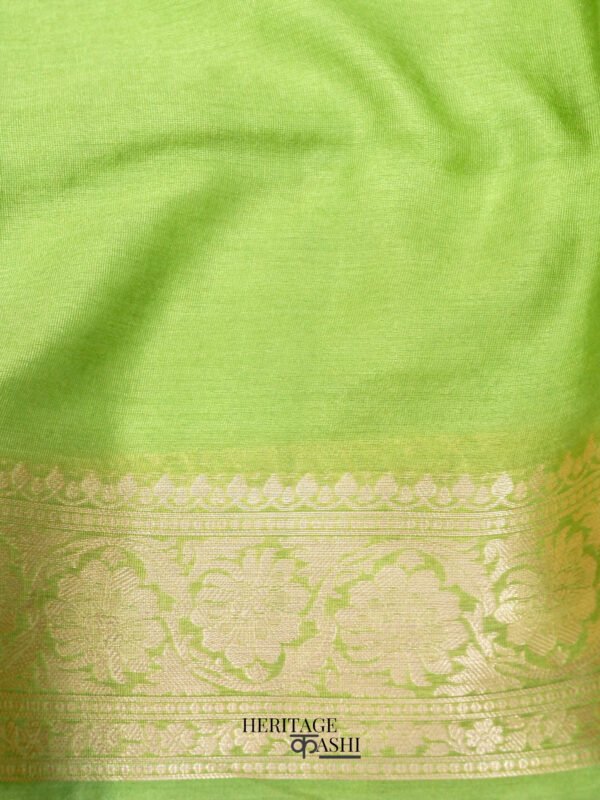 Pista Green Warm Silk Plain Saree - Image 5