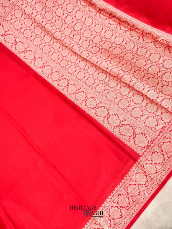 Red Warm Silk Plain Saree - Image 3