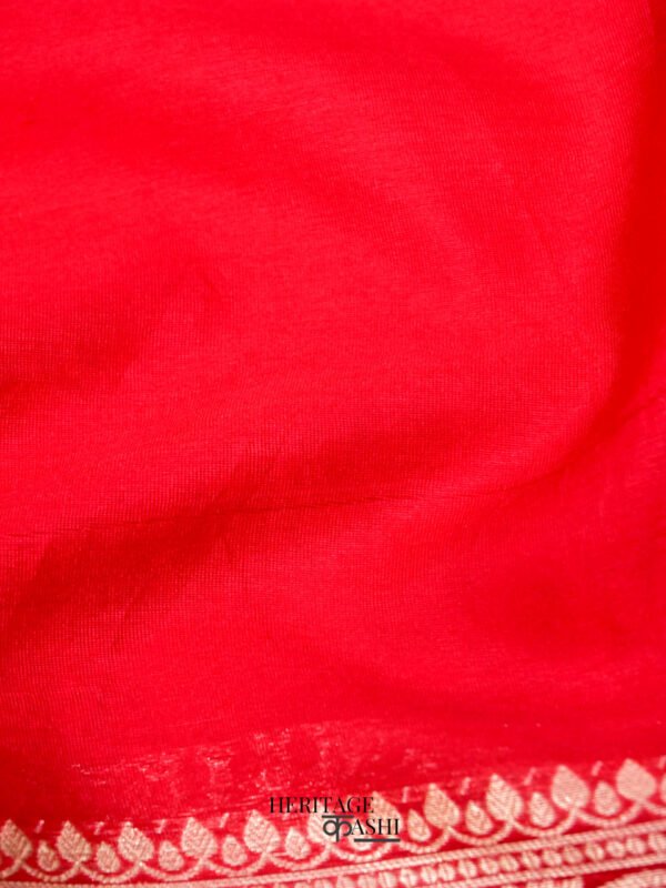 Red Warm Silk Plain Saree - Image 5
