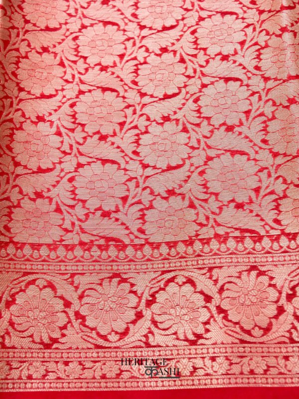 Red Warm Silk Plain Saree - Image 4