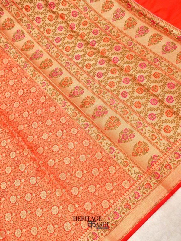 Orange Katan Brocade Fancy Paithani Border Saree - Image 4