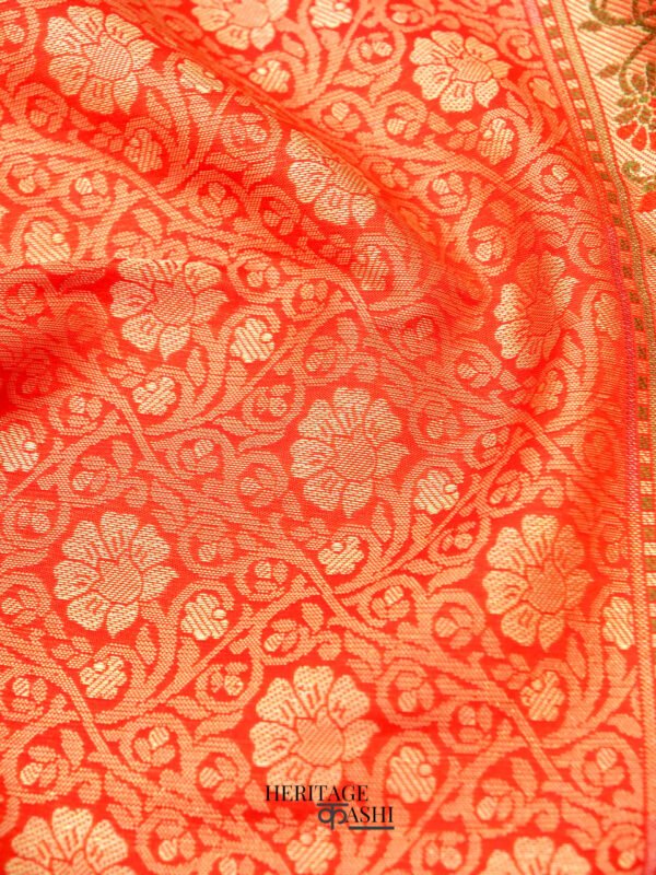 Orange Katan Brocade Fancy Paithani Border Saree - Image 5