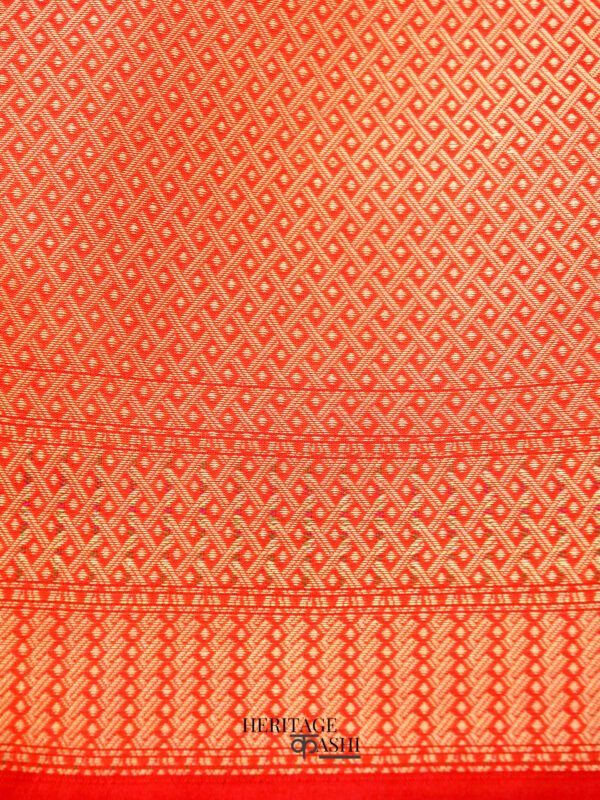 Orange Katan Brocade Fancy Paithani Border Saree - Image 6