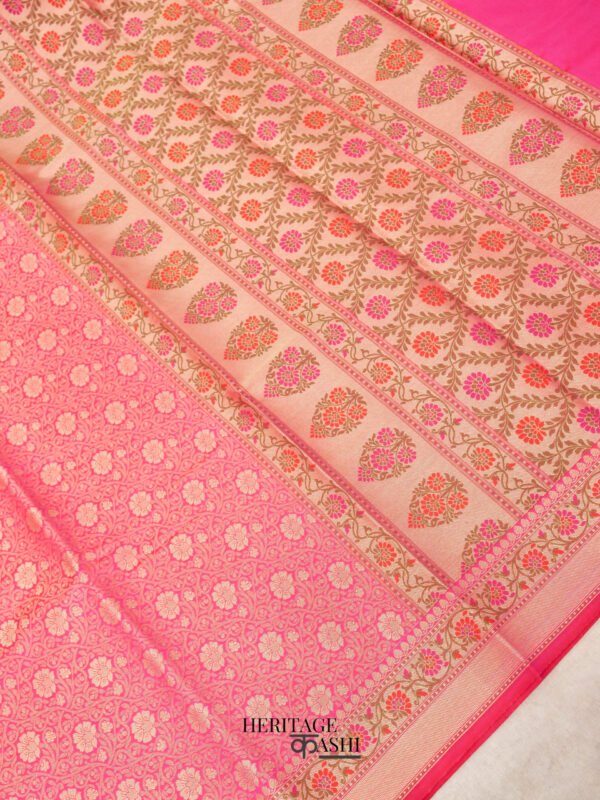 Rani Pink Katan Brocade Fancy Paithani Border Saree - Image 4