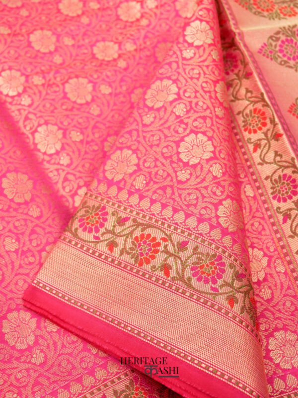 Rani Pink Katan Brocade Fancy Paithani Border Saree - Image 3