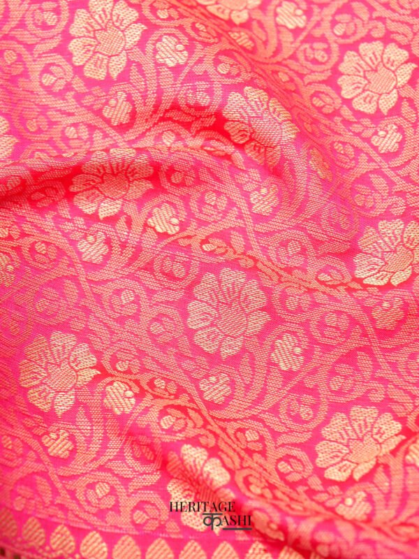 Rani Pink Katan Brocade Fancy Paithani Border Saree - Image 6