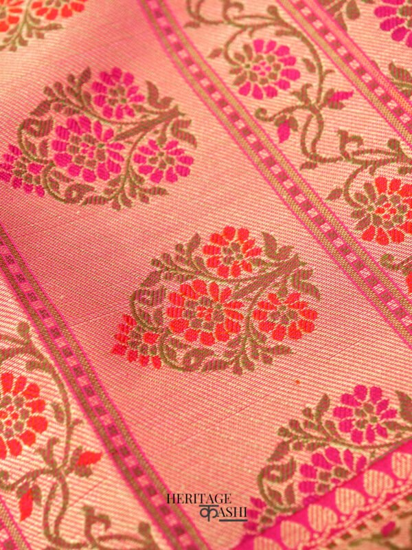 Rani Pink Katan Brocade Fancy Paithani Border Saree - Image 5