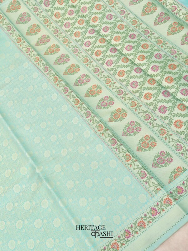 Sea Green Katan Brocade Fancy Paithani Border Saree - Image 4