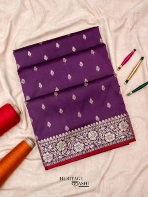 Purple Banarasi Silk Buti Saree