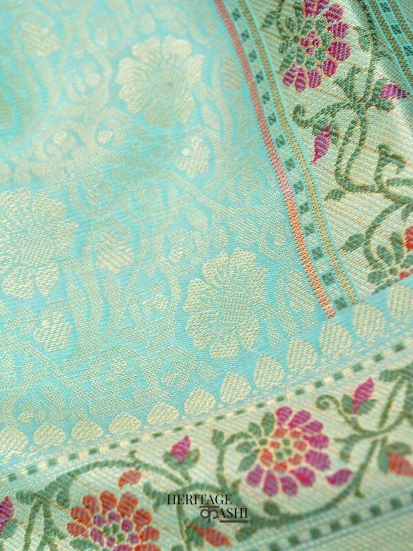Sea Green Katan Brocade Fancy Paithani Border Saree - Image 6