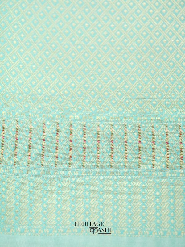 Sea Green Katan Brocade Fancy Paithani Border Saree - Image 7
