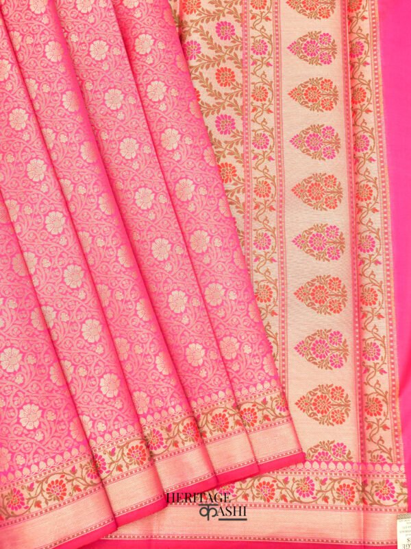 Rani Pink Katan Brocade Fancy Paithani Border Saree - Image 2