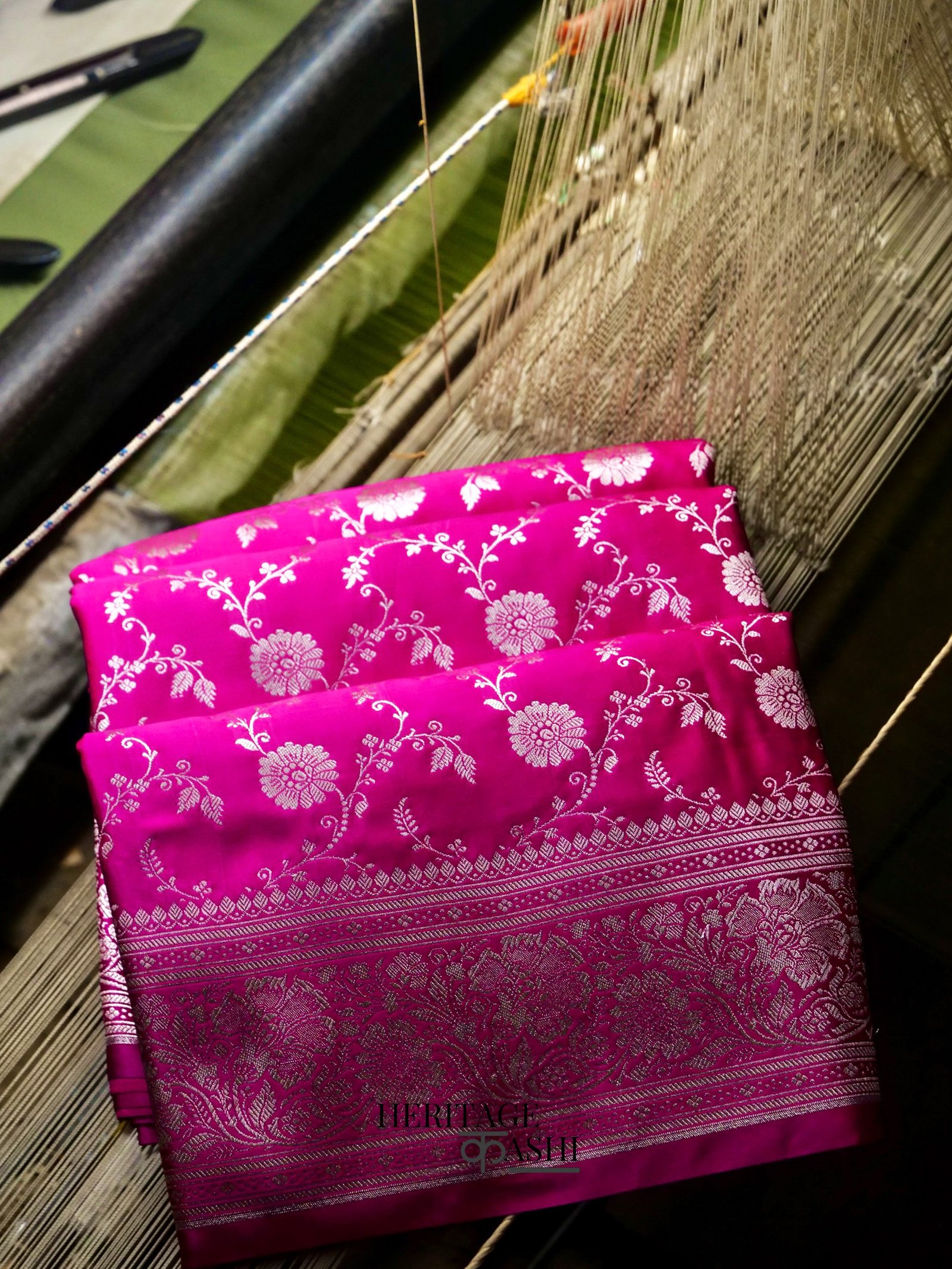 Pink Mashru Silk Jaal Handloom Saree