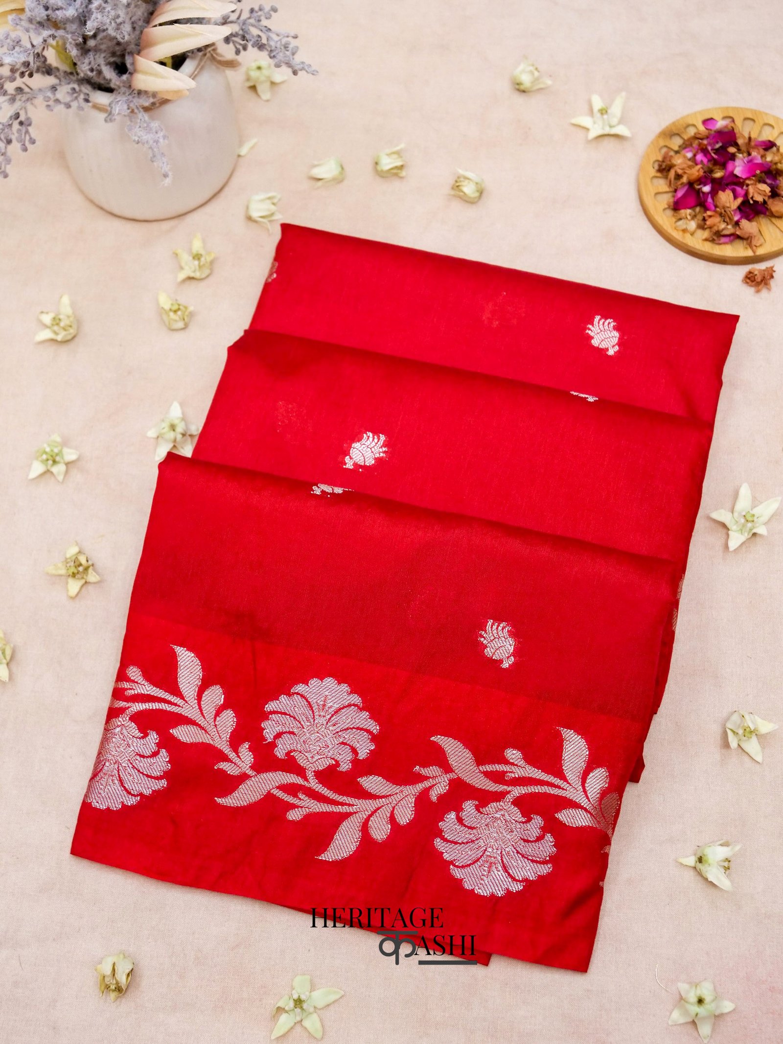 Red Mango Silk Banarasi Jaal Border Saree