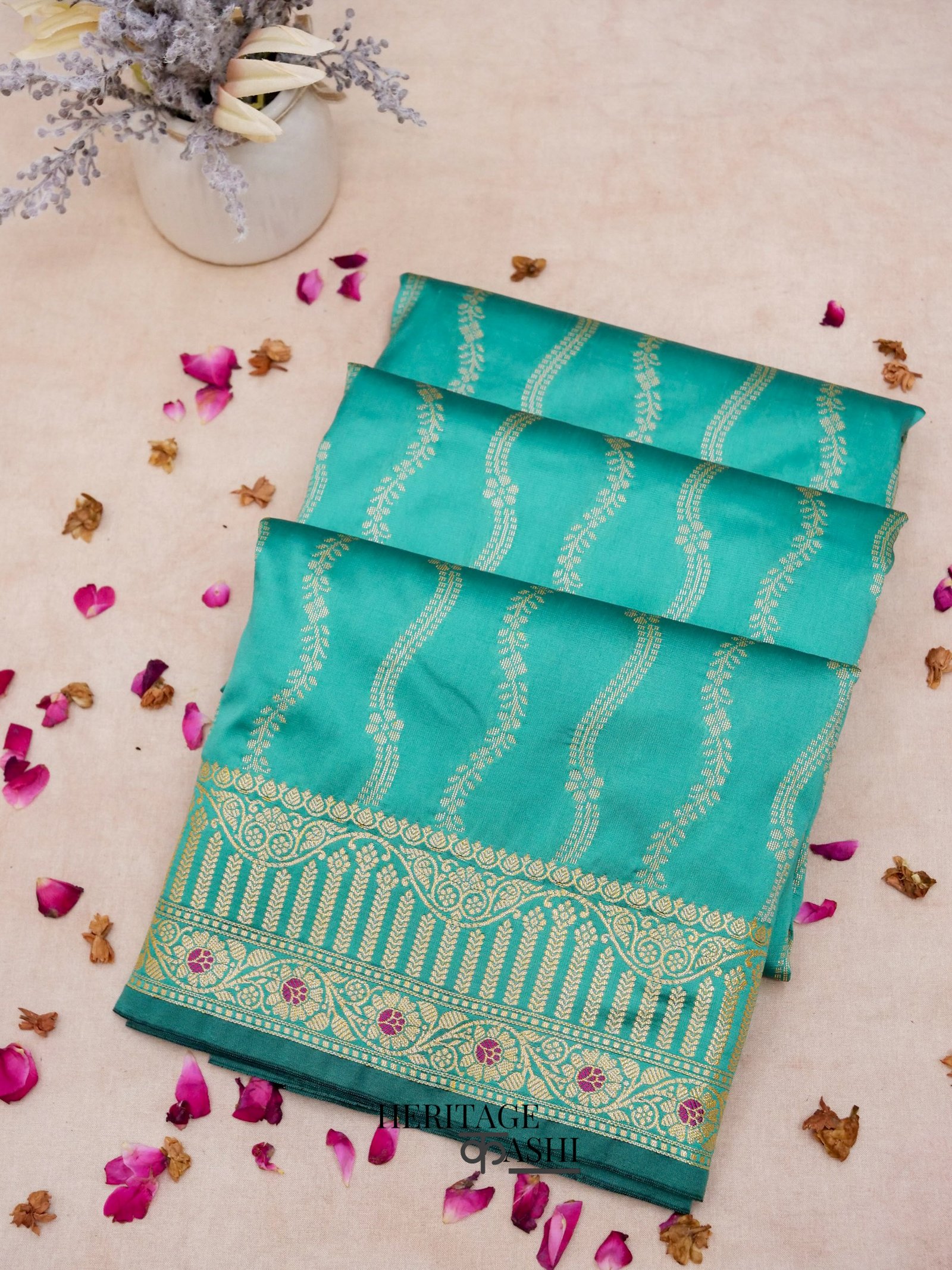 Sea Green Banarasi Silk Designer Saree